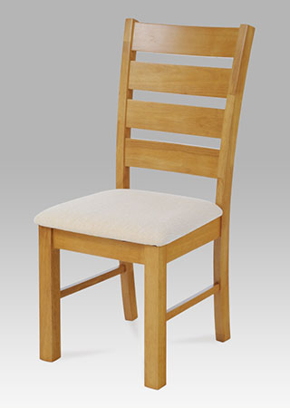 jídelní židle, barva ořech, potah krémový - Dekor: Dub