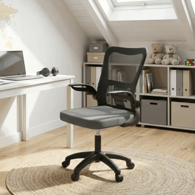 Dětská židle, houpací mechanismus, šedá síťovina, KA-K2006 GREY