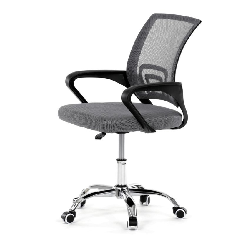 Dětská židle, výškově nastavitelná, šedá síťovina, KA-L103 GREY