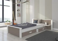 Postel ALDEX SHELF 180x80 – hříbková bílá (139 x 72) cm – 2 zásuvky na lůžkoviny místo další komody