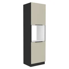 Vysoká skříňka na troubu ARAKA 60 DP-210 2F, kašmír/černá (60 x 210) cm