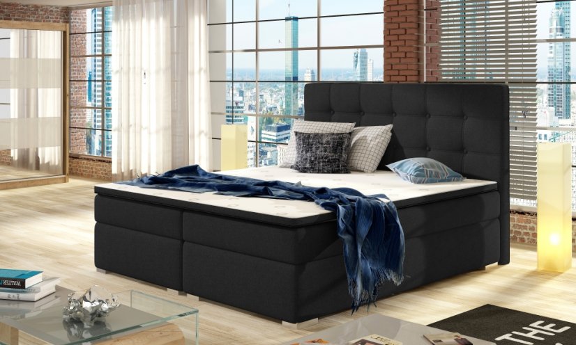Kontinentální postel Boxspring INNA černá - Vyberte rozměry: 160  x 200 cm