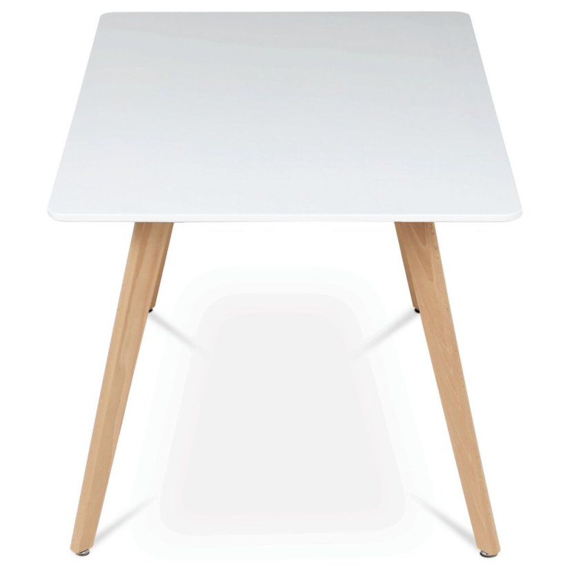Jídelní stůl 120x80x74 cm, MDF, bílý matný lak, masiv buk