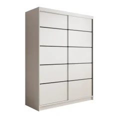Posuvná skříň Calma 150 bílá (150 x 200) cm – 6 polic pro přehledné uložení