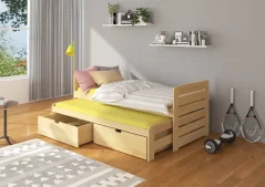 Postel dvojitá TOMI 180x80 přirozená borovice (87 x 80) cm – 2 zásuvky na lůžkoviny místo další komody