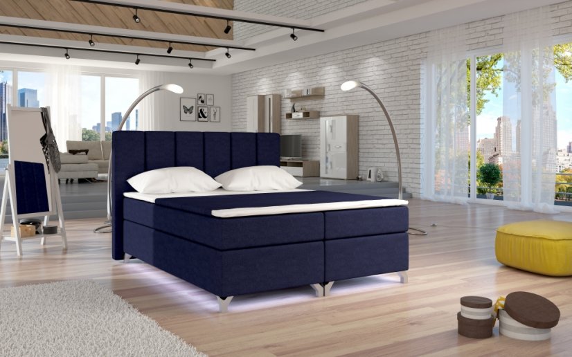 Kontinentální postel Boxspring BRAZIL modrá - Vyberte rozměry: 140 x 200 cm