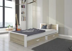 Postel ALDEX 180x80 – sonoma (86 x 72) cm – 2 zásuvky na lůžkoviny místo další komody