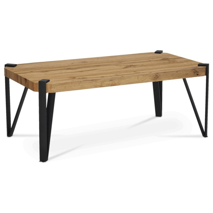 Konferenční stolek, 110x60x42 cm, deska MDF, dekor divoký dub, kov - černý mat - Dekor: Divoký dub