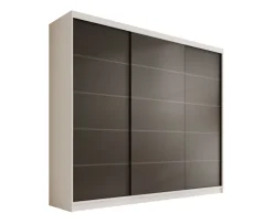Posuvná skříň Andy 250 bílá – černá (250 x 215) cm – 12 polic pro přehledné uložení