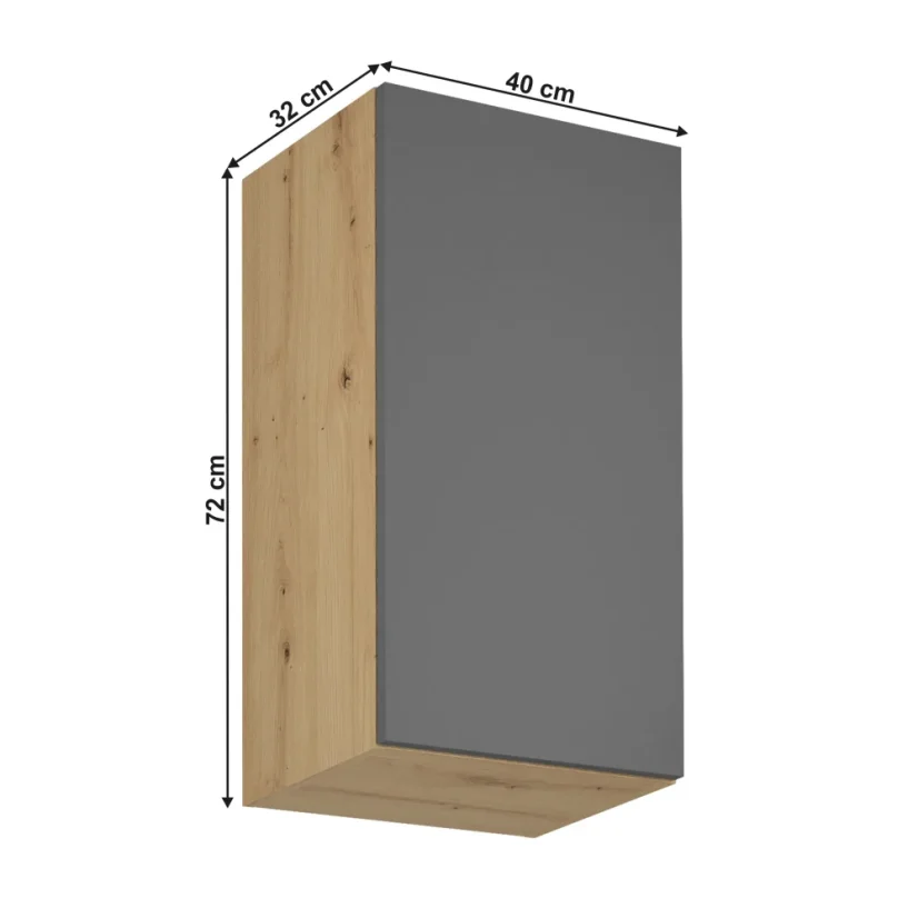 Horní skříňka LANGEN G40, univerzální, dub artisan/šedý mat (40 x 72) cm