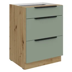 Spodní skříňka ARSANY 60 D 3S BB, aquamarine/dub artisan (60 x 82) cm