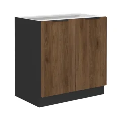 Spodní skříňka MENZO 80 D 2F BB, ořech okapi/černá (80 x 82) cm