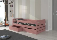 Postel BEMMA 200x90 růžová (97 x 63) cm – 2 zásuvky na lůžkoviny místo další komody