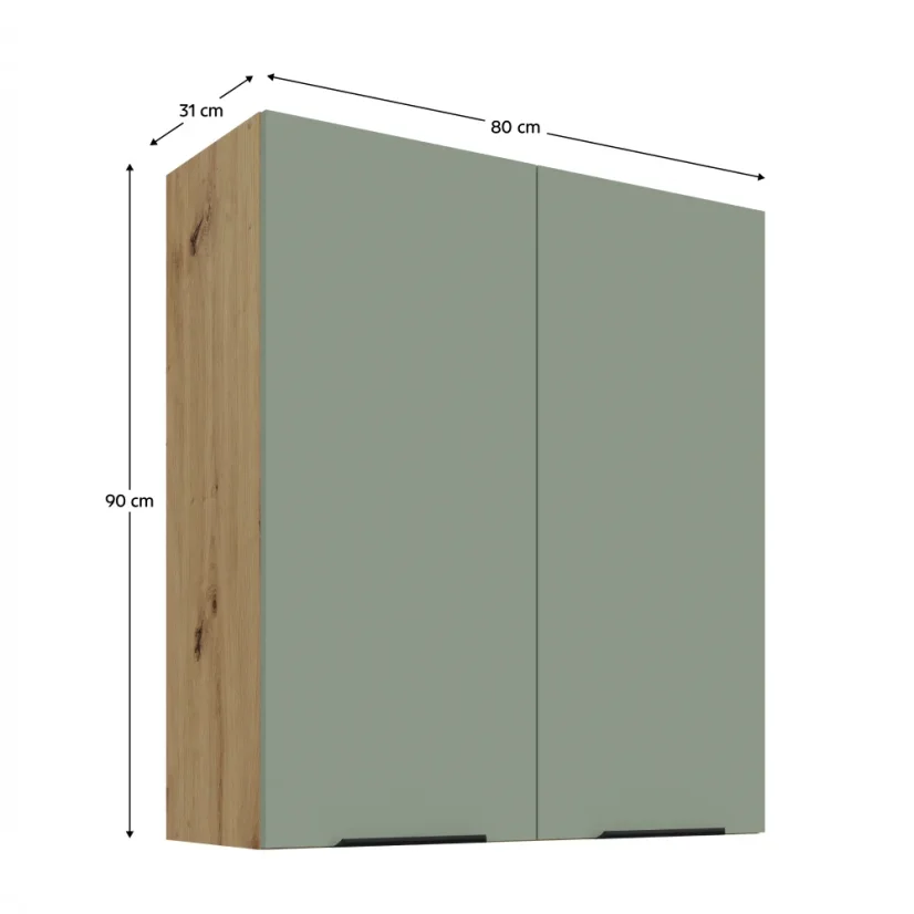 Horní skříňka ARSANY 80 G-90 2F, aquamarine/dub artisan (80 x 90) cm
