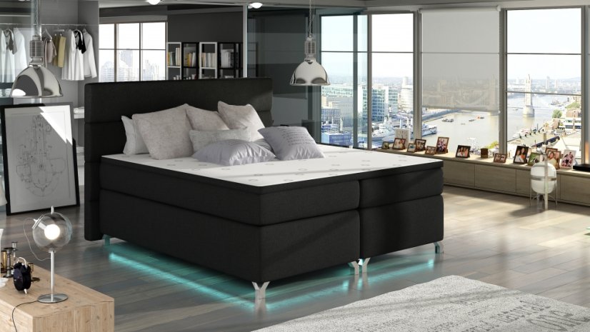 Kontinentální postel Boxspring MADEIRA černá - Vyberte rozměry: 180 x 200 cm