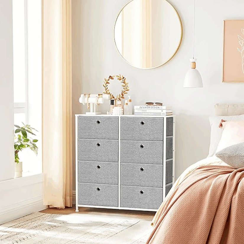 Komoda 80x30x82cm, kov, šedá, AUK-E1024 GREY - Barva: bílá#eup349560euv2