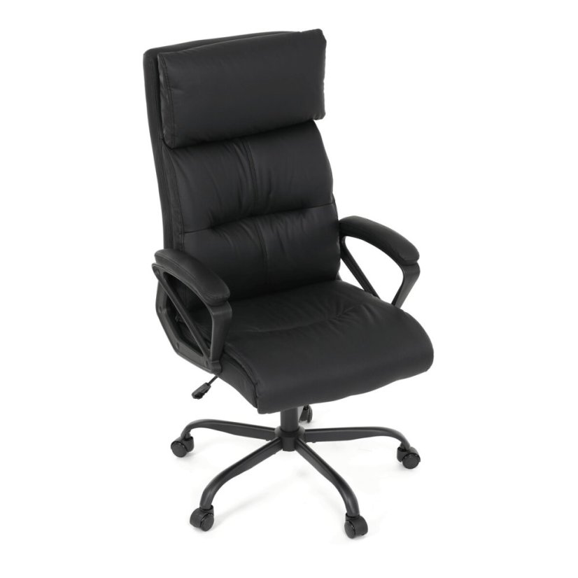 Kancelářské křeslo, houpací mechanismus, černá ekokůže, KA-Y346 BK