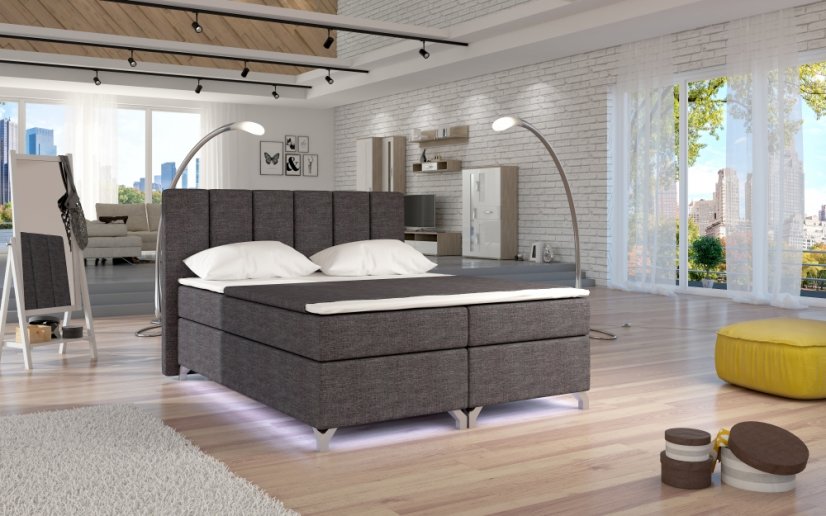 Kontinentální postel Boxspring BRAZIL tmavě šedá - Vyberte rozměry: 140 x 200 cm