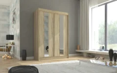 Posuvná skříň s zrcadlem BALTON 150 sonoma (150 x 215) cm – 10 polic pro přehledné uložení