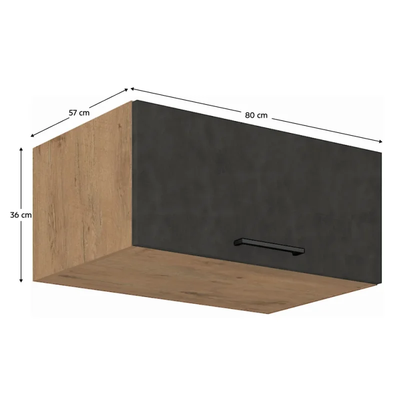 Horní skříňka, VEGA 80 Nagu-36 1F, dub lancelot / šedá matná (80 x 36) cm
