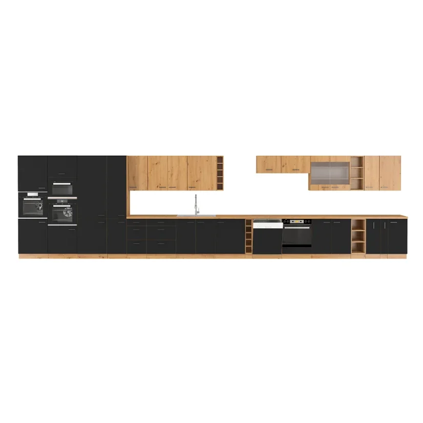 Horní skříňka, Monro 30 G-72 1F, černý mat / dub artisan (30 x 71,5) cm