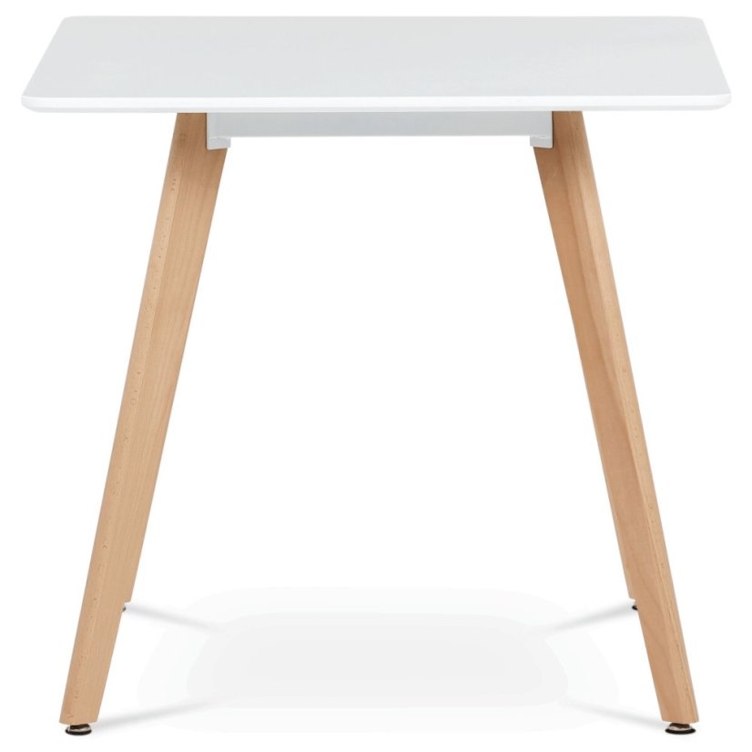 Jídelní stůl 80x80x75 cm, MDF, bílý matný lak, masiv buk