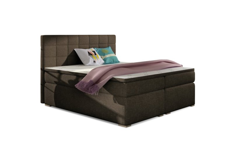 Kontinentální postel Boxspring LUCIE tmavě hnědá - Vyberte rozměry: 180 x 200 cm