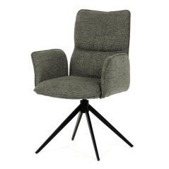 Židle jídelní, zelená látka, 360° vratný mechanismus, černý kov