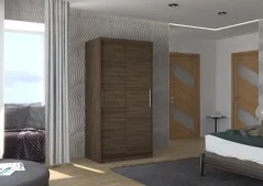 Posuvná skříň ASTEN 100 choco (100 x 200) cm – 5 polic pro přehledné uložení