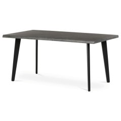Stůl jídelní, 160x90x75 cm, MDF deska, dekor šedý dub, kov, černý lak