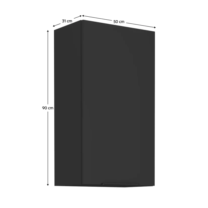 Horní skříňka SIBER 50 G-90 1F, černá (50 x 90) cm