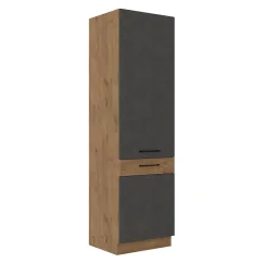 Vysoká skříňka VEGA 60 DK-210 2F, šedá matná / dub lancelot (60 x 210) cm
