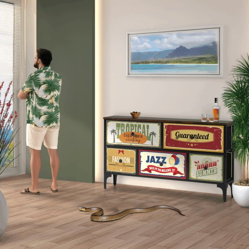 Komoda 103x30x56cm, mdf, vícebarevná, AUK-W2103 BK