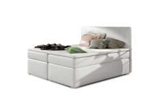 Kontinentální postel Boxspring DIANA bílá ekokůže – násed 60 cm, šířky 140/160/180