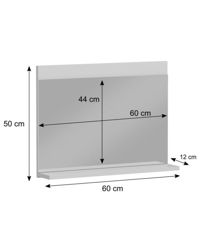 Zrcadlo LUMINUS L1 s poličkou bílá lesk