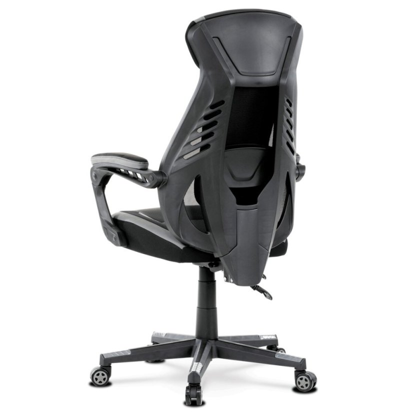 Herní křeslo, šedá, černá ekokůže a černá látka a síťovina MESH, PCA mech