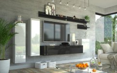 Obývací stěna LEMON bílá lesk / černá lesk