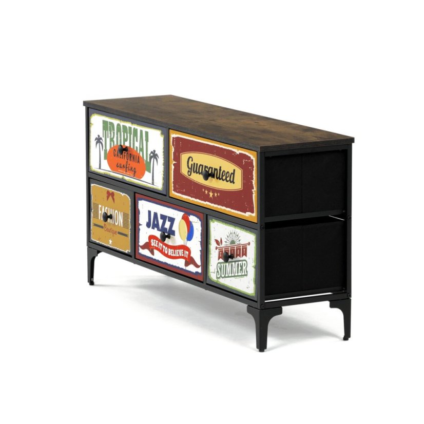 Komoda 103x30x56cm, mdf, vícebarevná, AUK-W2103 BK