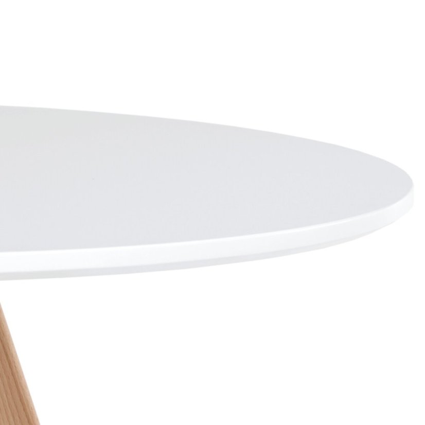 Jídelní stůl kulatý 70x70x73 cm, deska MDF bílý matný lak, nohy masiv buk,