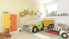 Postel s matracem CONSTRUCTION CAR 160x80 (84 x 43) cm – matrace v ceně – lůžko je připravené hned po montáži