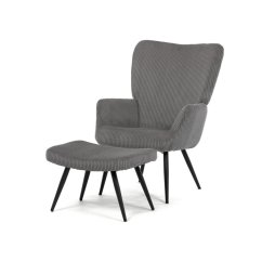 Relaxační křeslo, šedá, manšestrová látka, AK-L7285 GREY6