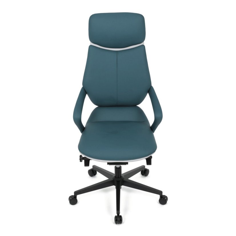 Kancelářské křeslo, houpací mechanismus, modrá ekokůže, KA-T8426 GRN