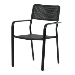 Zahradní židle, kov, plast, černá, AZC-H1021 BK