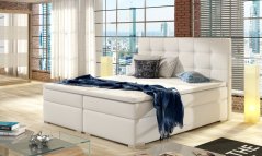 Kontinentální postel Boxspring INNA bílá ekokůže – výška sedu 50 cm