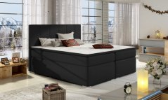Kontinentální postel Boxspring MARIO černá – vysoký násed a pružinová matrace v rámu