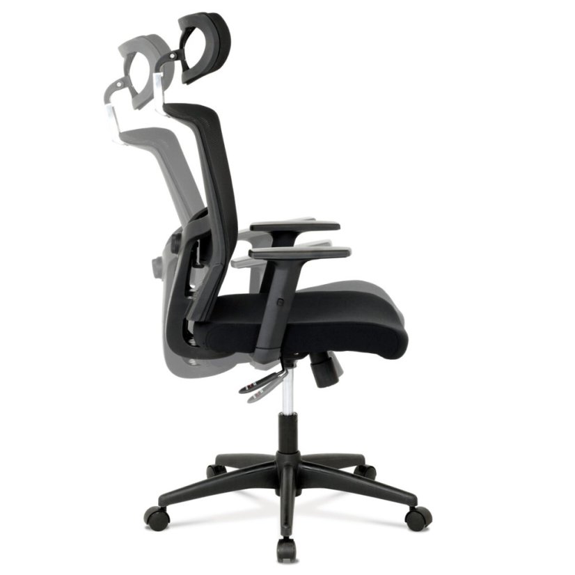 Kancelářská židle s podhlavníkem, látka mesh černá, houpací mechanismus
