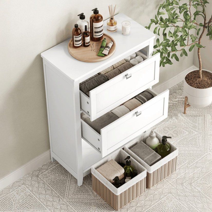 Koupelnová skříňka 60x30x80cm, mdf, bílá, AUK-E1054 WT