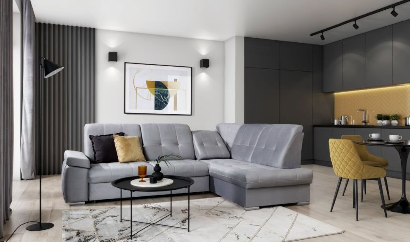 Rokládací rohová sedačka SANDORA - Barva (vyberte): žlutá#elt-elt-sado-nube45-zluta-eup345625-euv1, Umístnění rohu: pravý roh