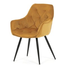 Jídelní židle, žlutá, sametová látka, DCH-421 YEL4