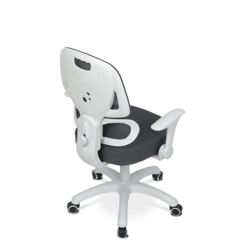Dětská židle, výškově nastavitelná, šedá síťovina, KA-K1063 GREY